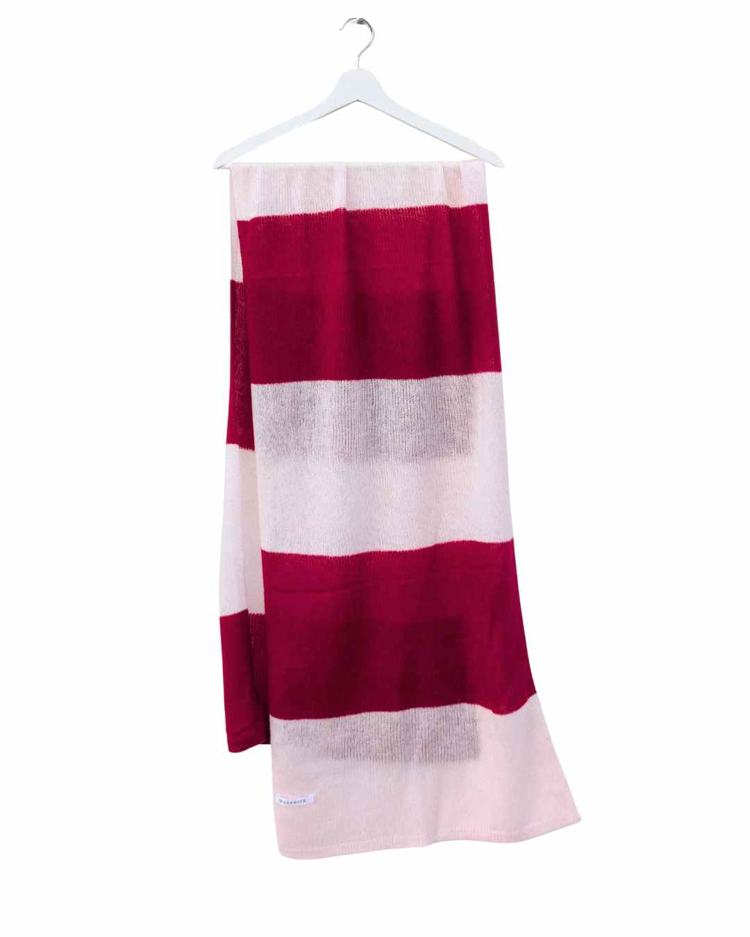 Wine and ivory stripe pure Mongolian cashmere featherlight travel scarf by Wearwith Ireland