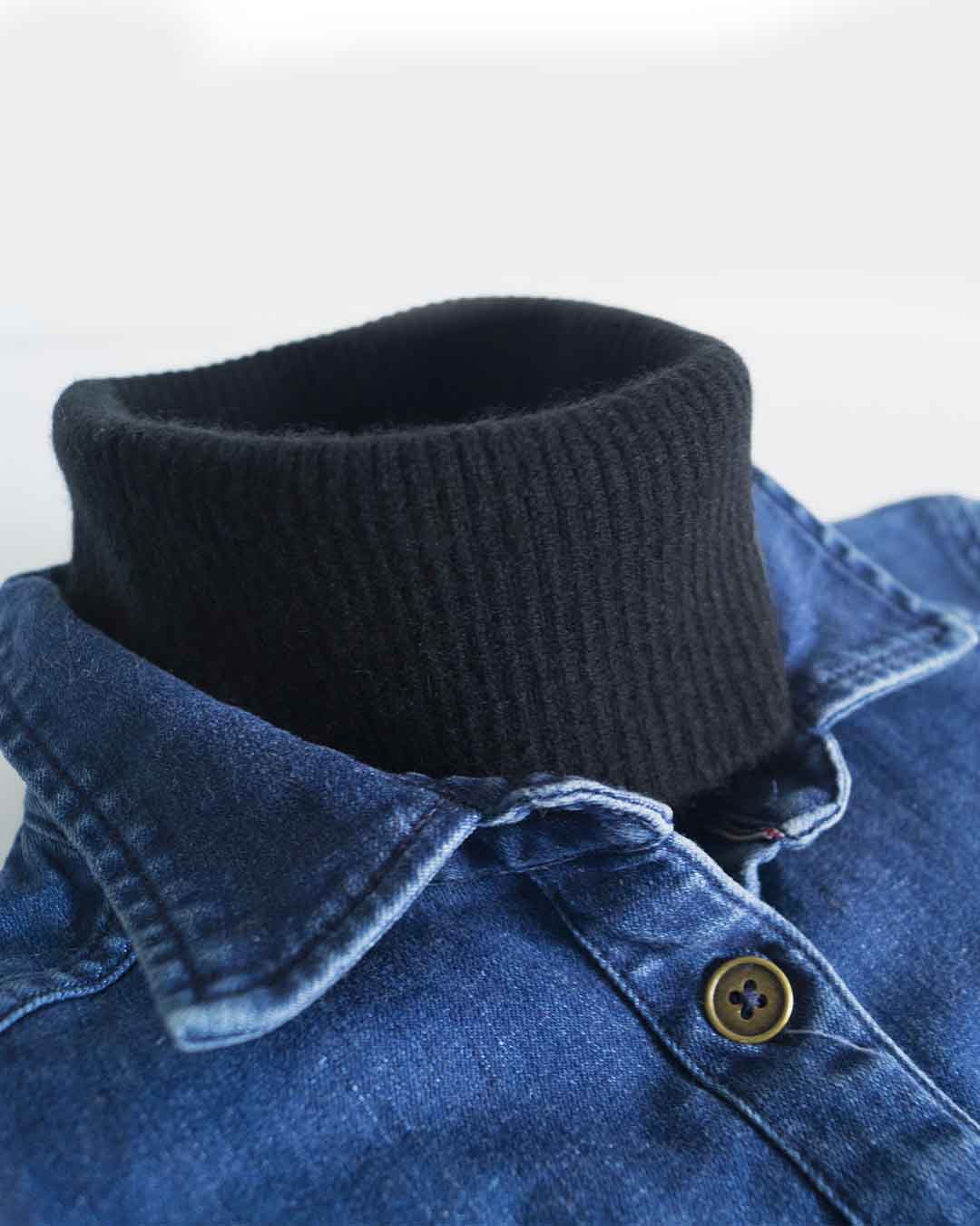black cashmere polo roll neck accessory