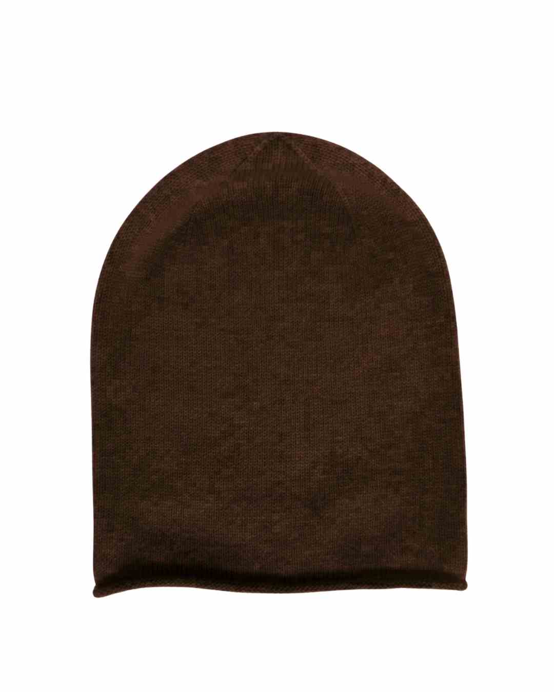 pure cashmere beanie hat chocolate brown