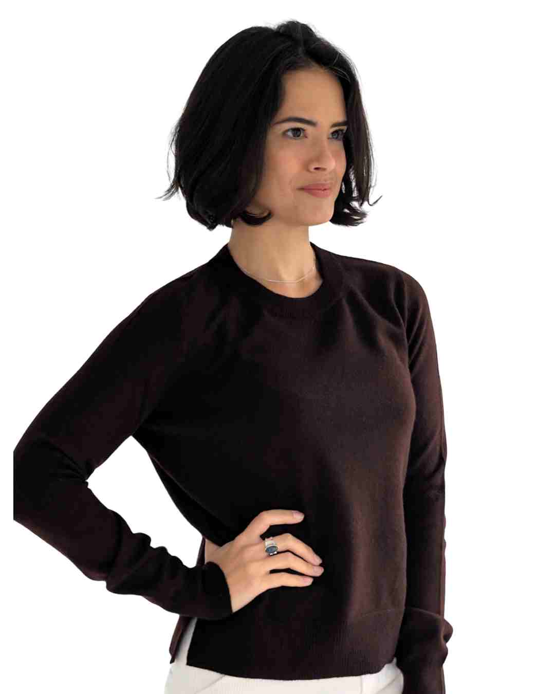 Chocolate Pure Cashmere Jumper for women