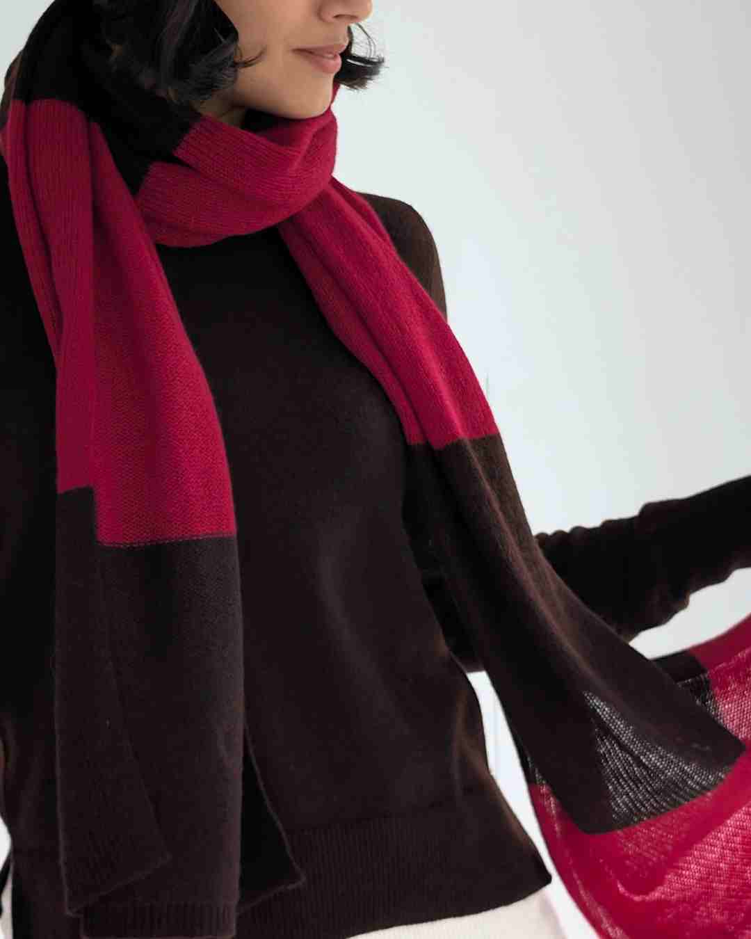 Chocolate Wine Large Cashmere Scarf and Sweater