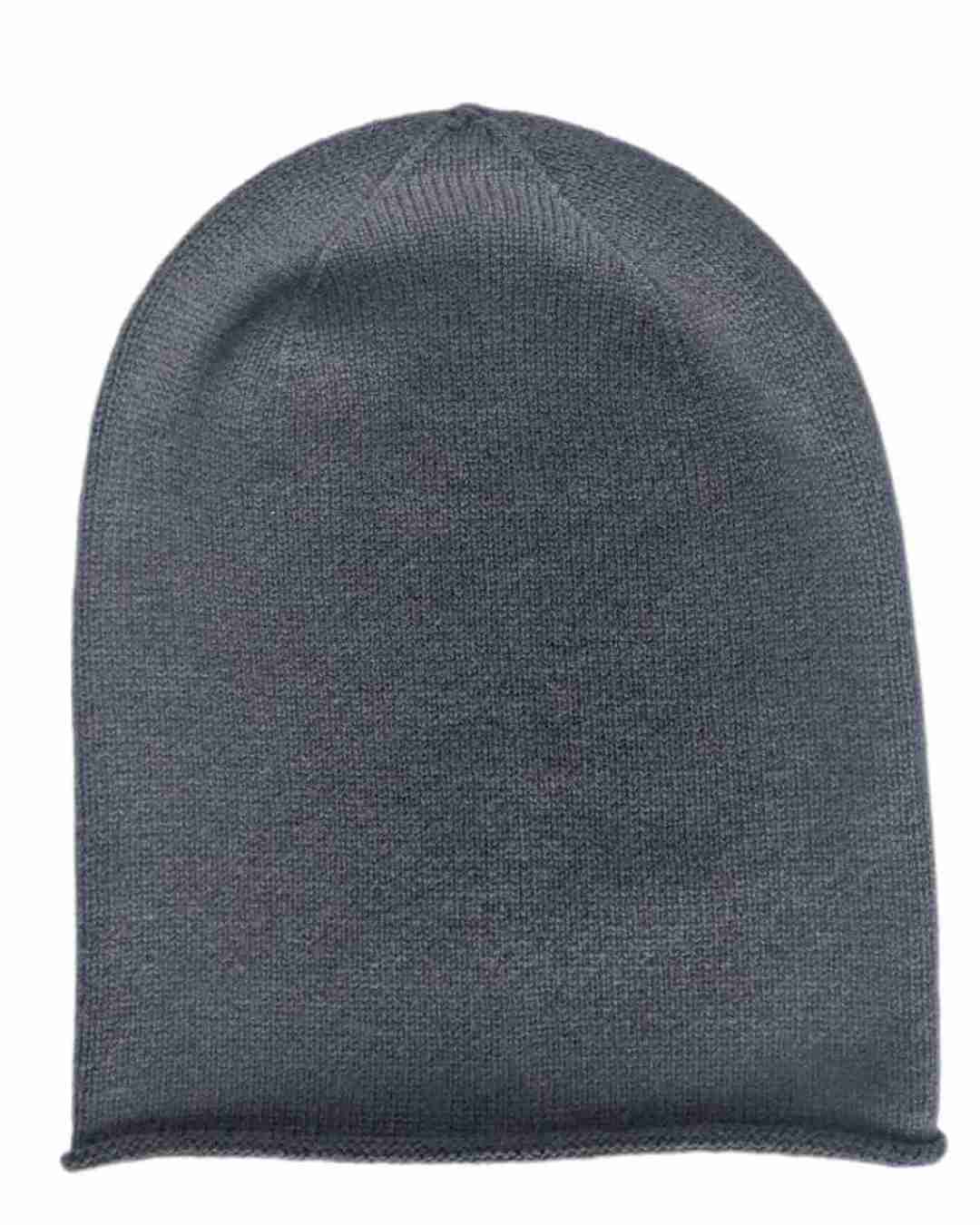graphite grey pure cashmere beanie, made in Mongolia