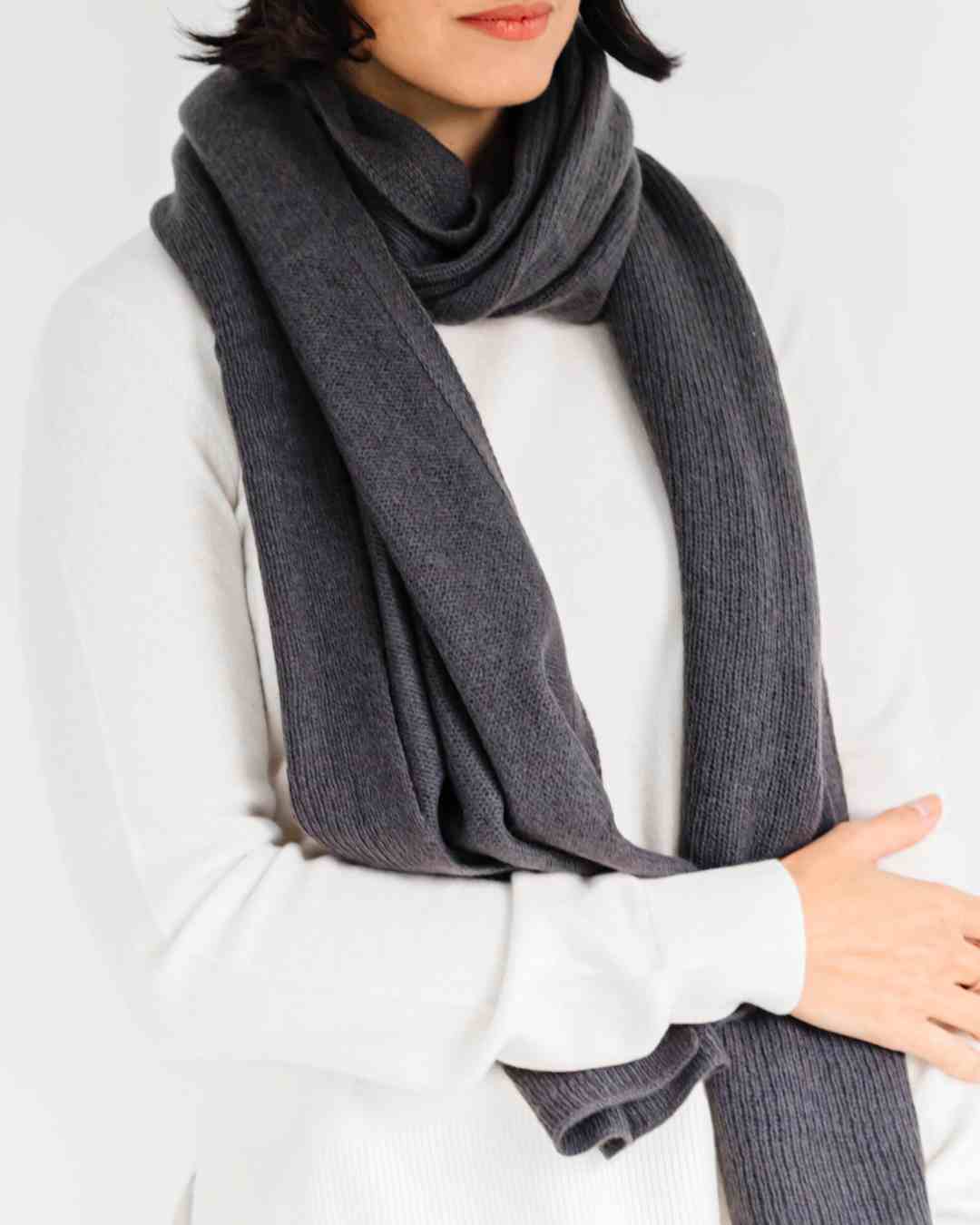 Graphite grey large travel scarf and wrap for women