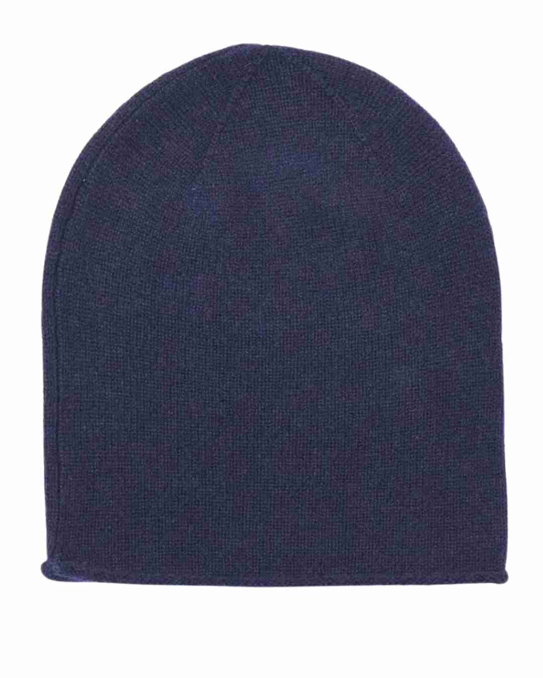 Navy Pure Cashmere Beanie Hat