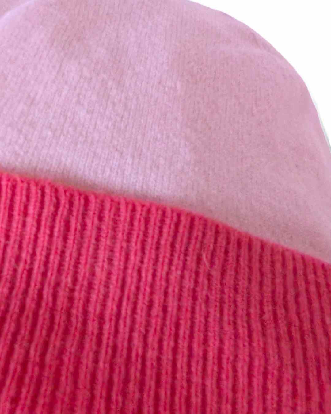 Two-tone pink 100% cashmere beanie from Wearwith Ireland