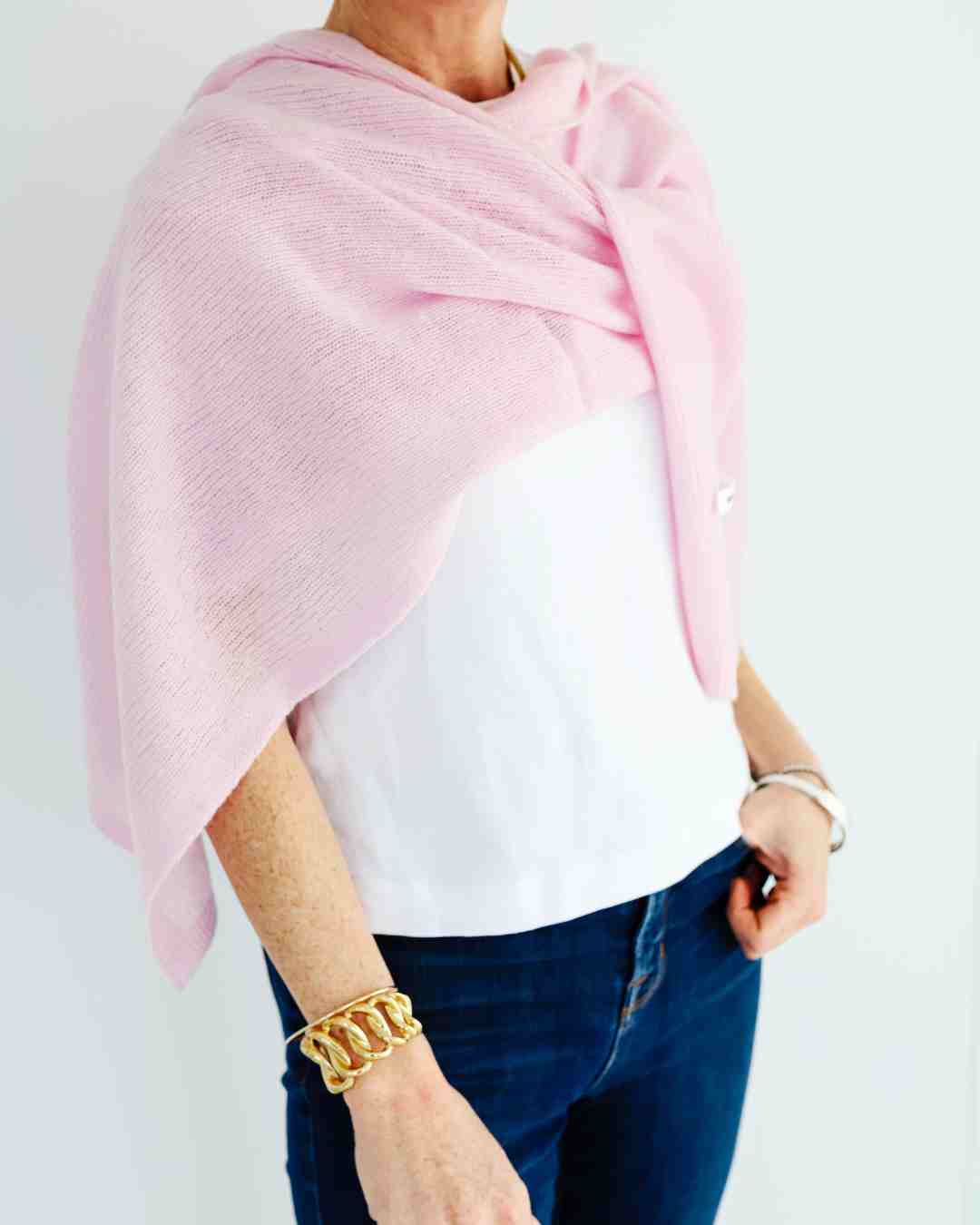 How to style pink cashmere featherlight scarf multiple ways versatile luxury