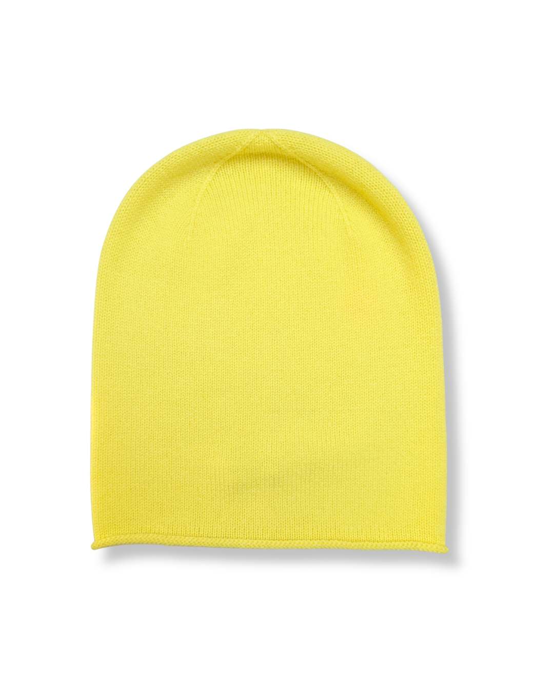 Yellow beanie hat in pure mongolian cashmere