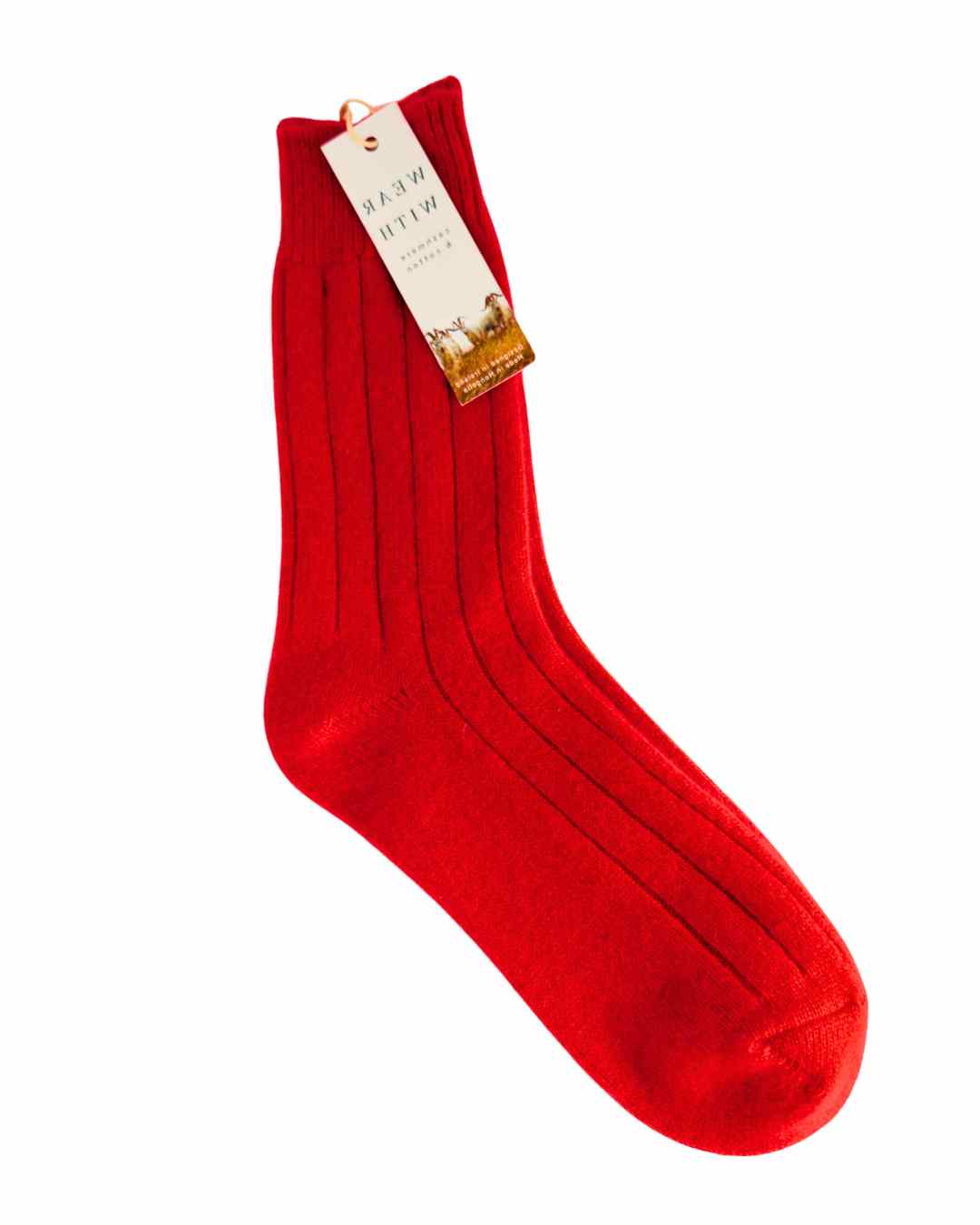 pure cashmere socks for women red