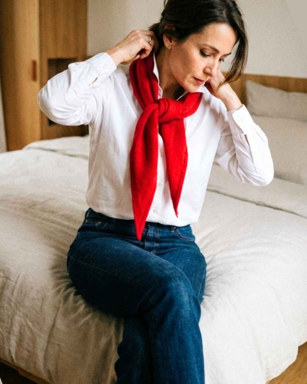 Sustainable luxury scarf ethically made Mongolian cashmere styled by women