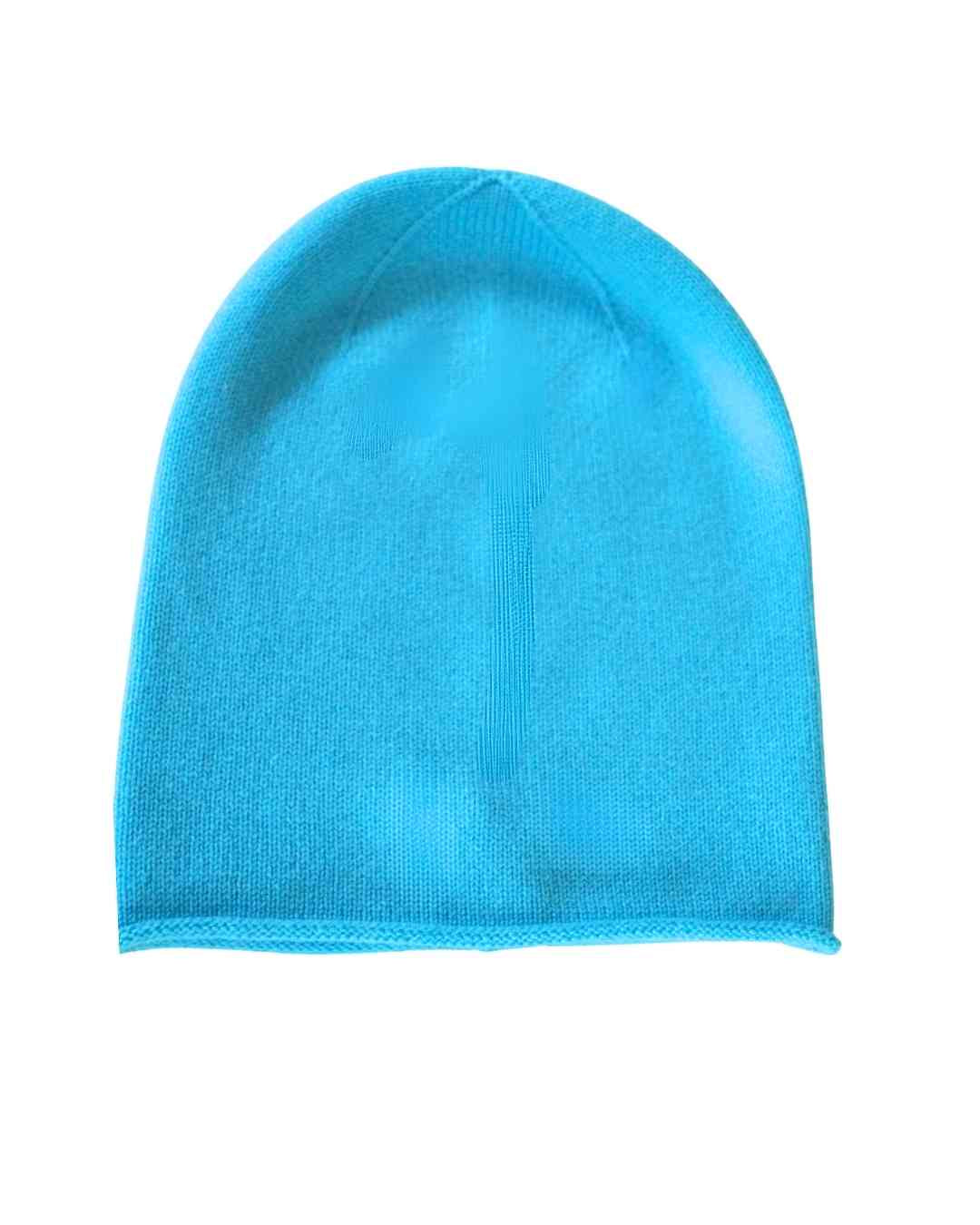 turquoise cashmere beanie hat for women, designed in Ireland