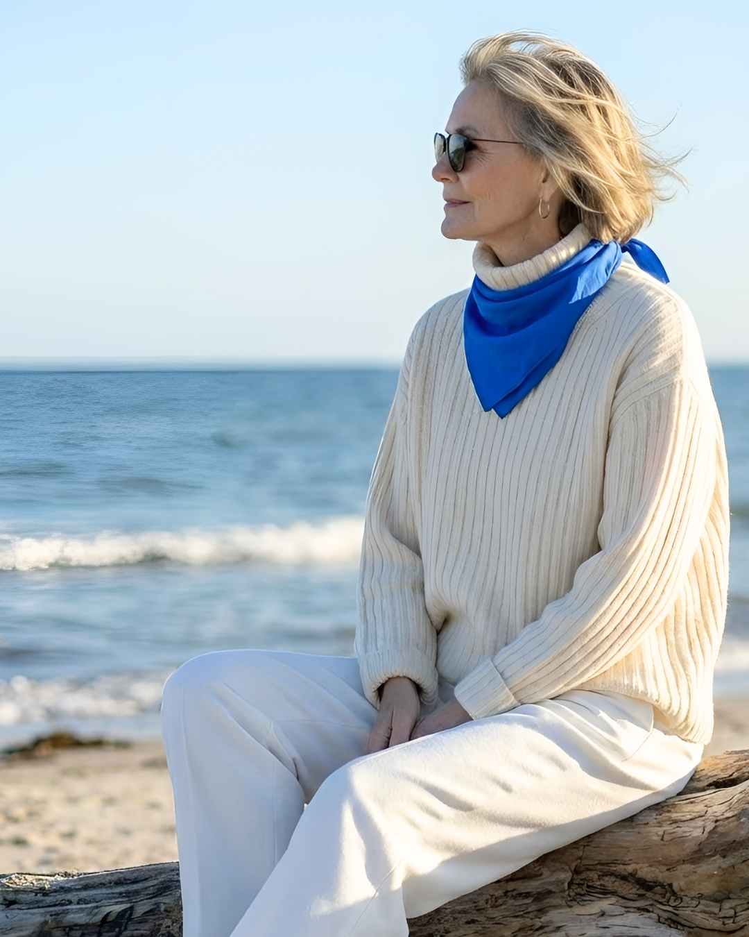Cobalt Blue Bandana Neck Scarf is perfect for the beach and summer style
