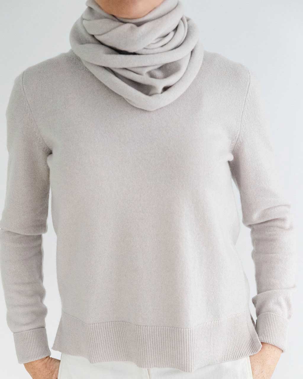 mink cashmere sweater with scarf