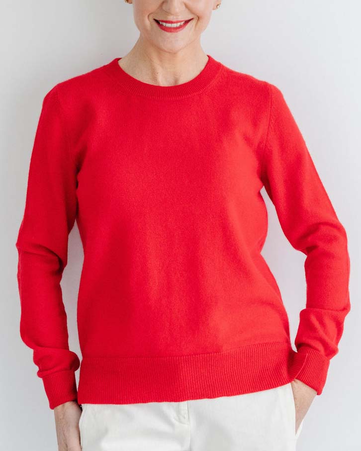 Red Organic Cashmere Sweater - Wear With Cashmere