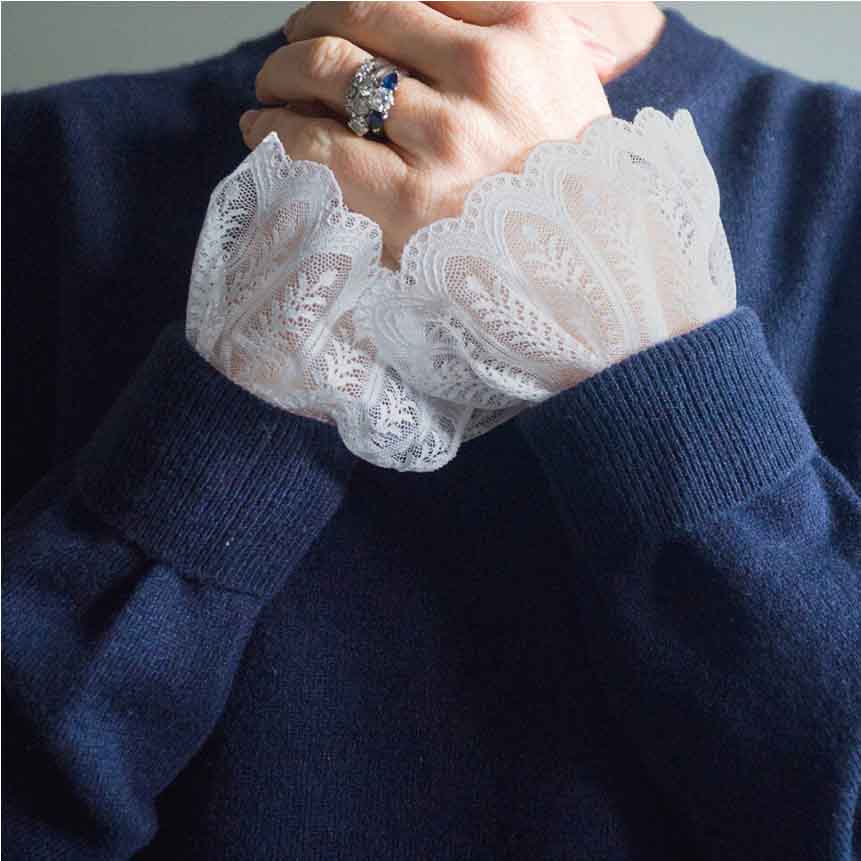 false shirt cuffs with cashmere jumper