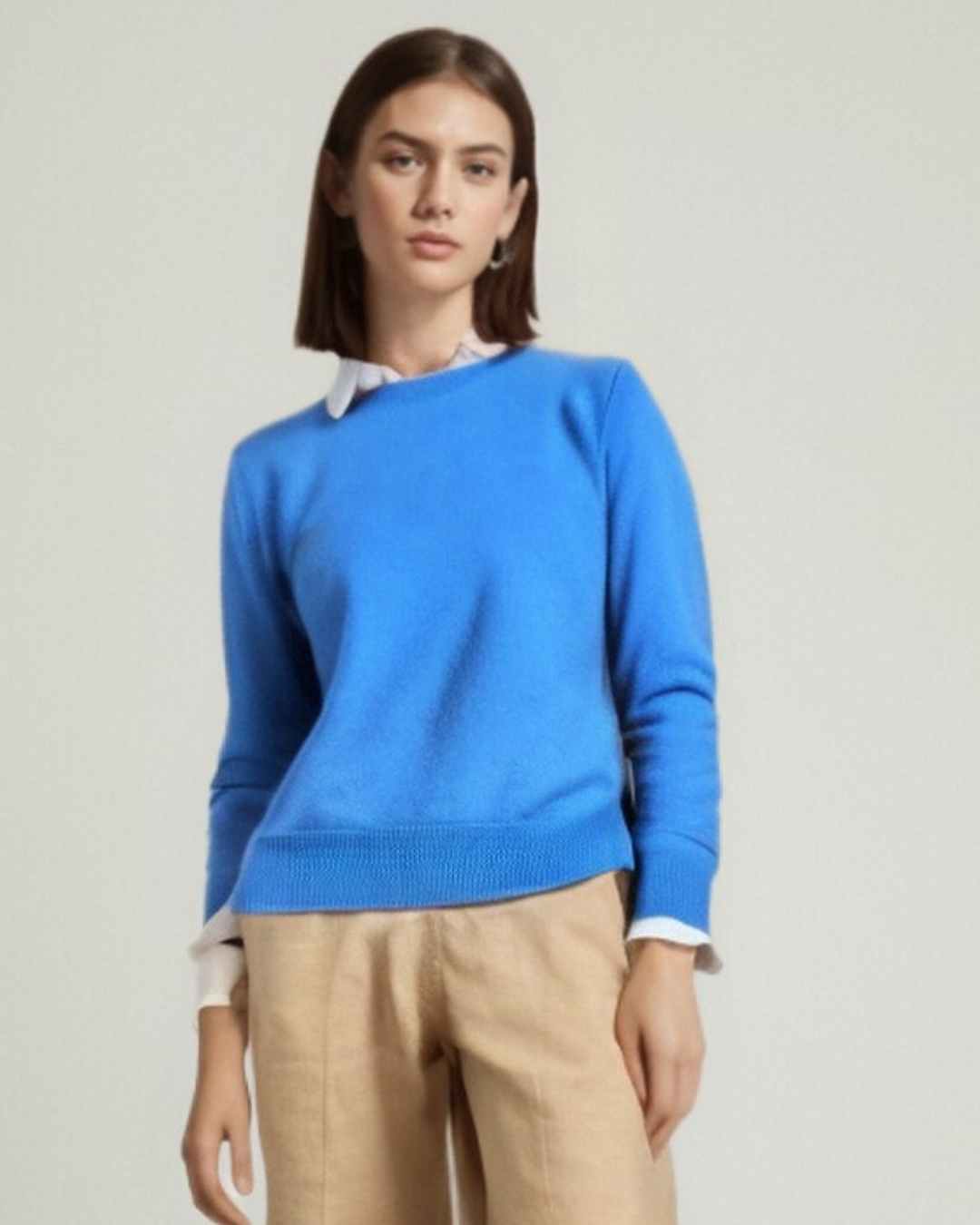 Organic Cashmere Azure Blue Sweater