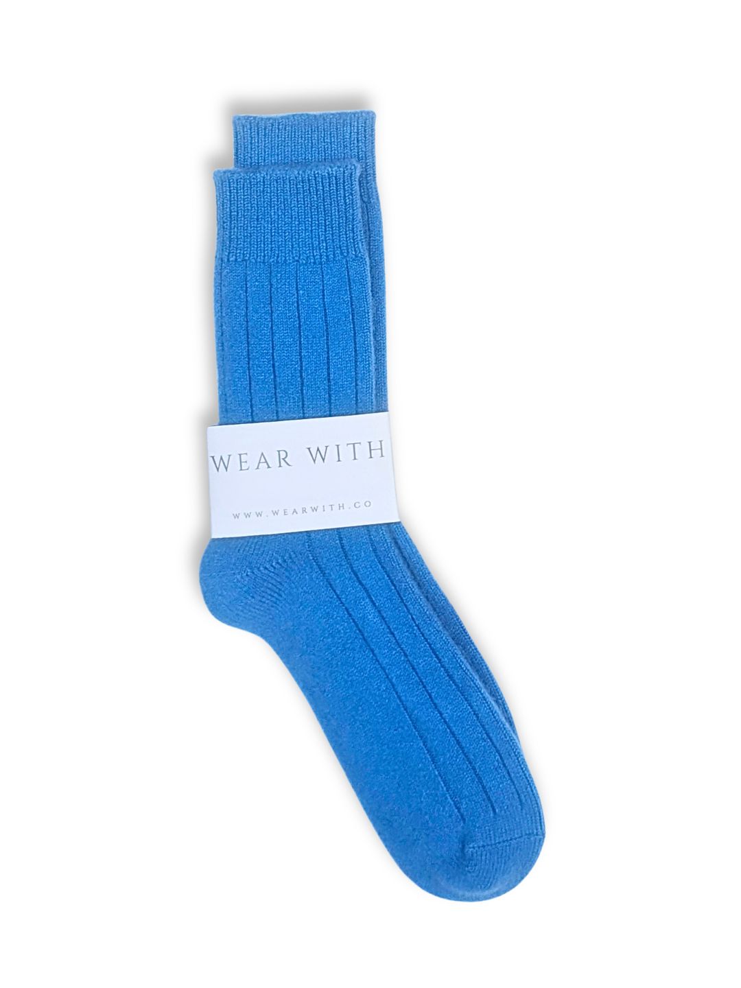 Azure Blue pure cashmere socks for women