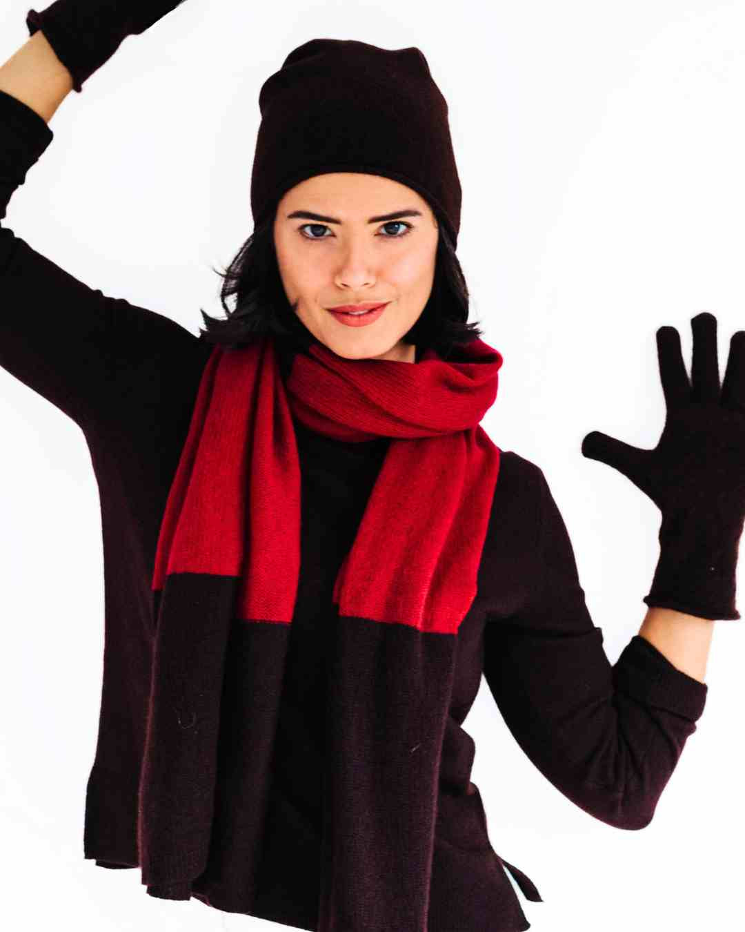 chocolate wine stripe cashmere large scarf