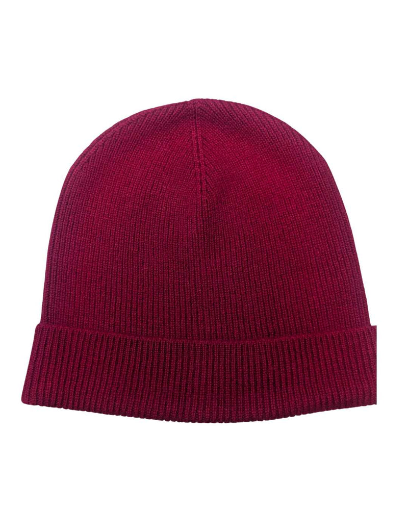 Wine-colored organic cashmere beanie, soft, machine washable