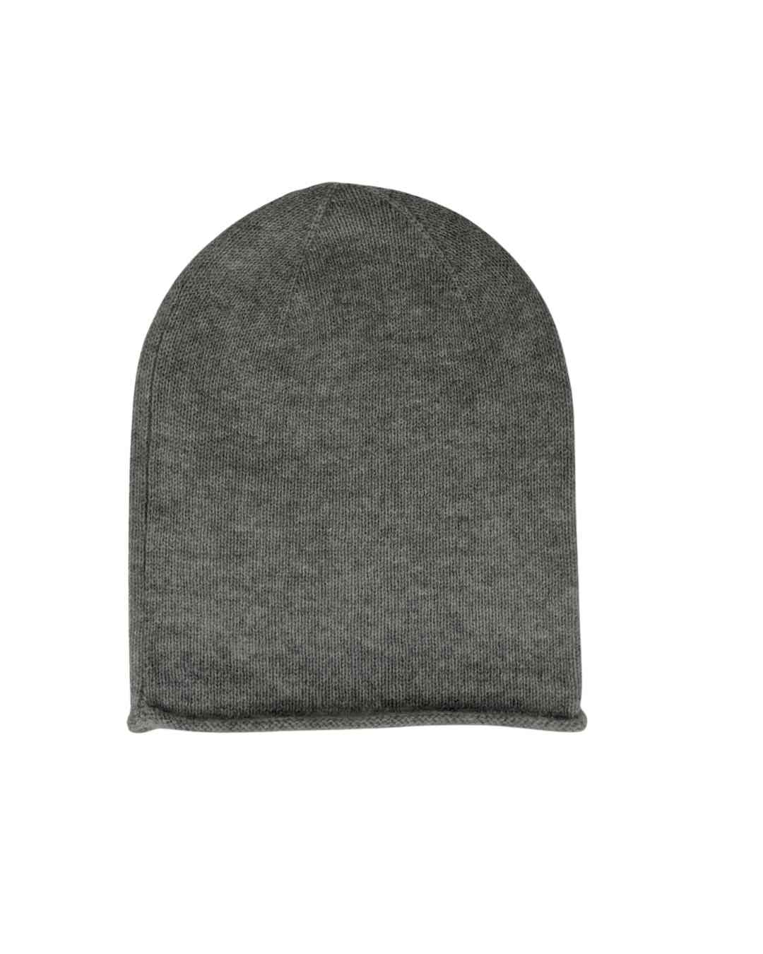 dark grey sustainable cashmere beanie hats