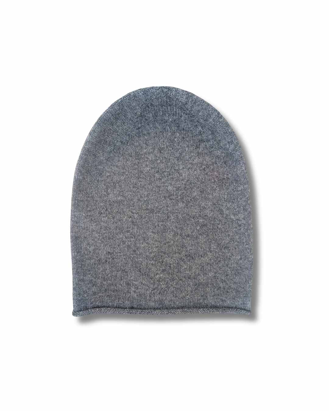 A classic knit beanie hat in a mid grey colour
