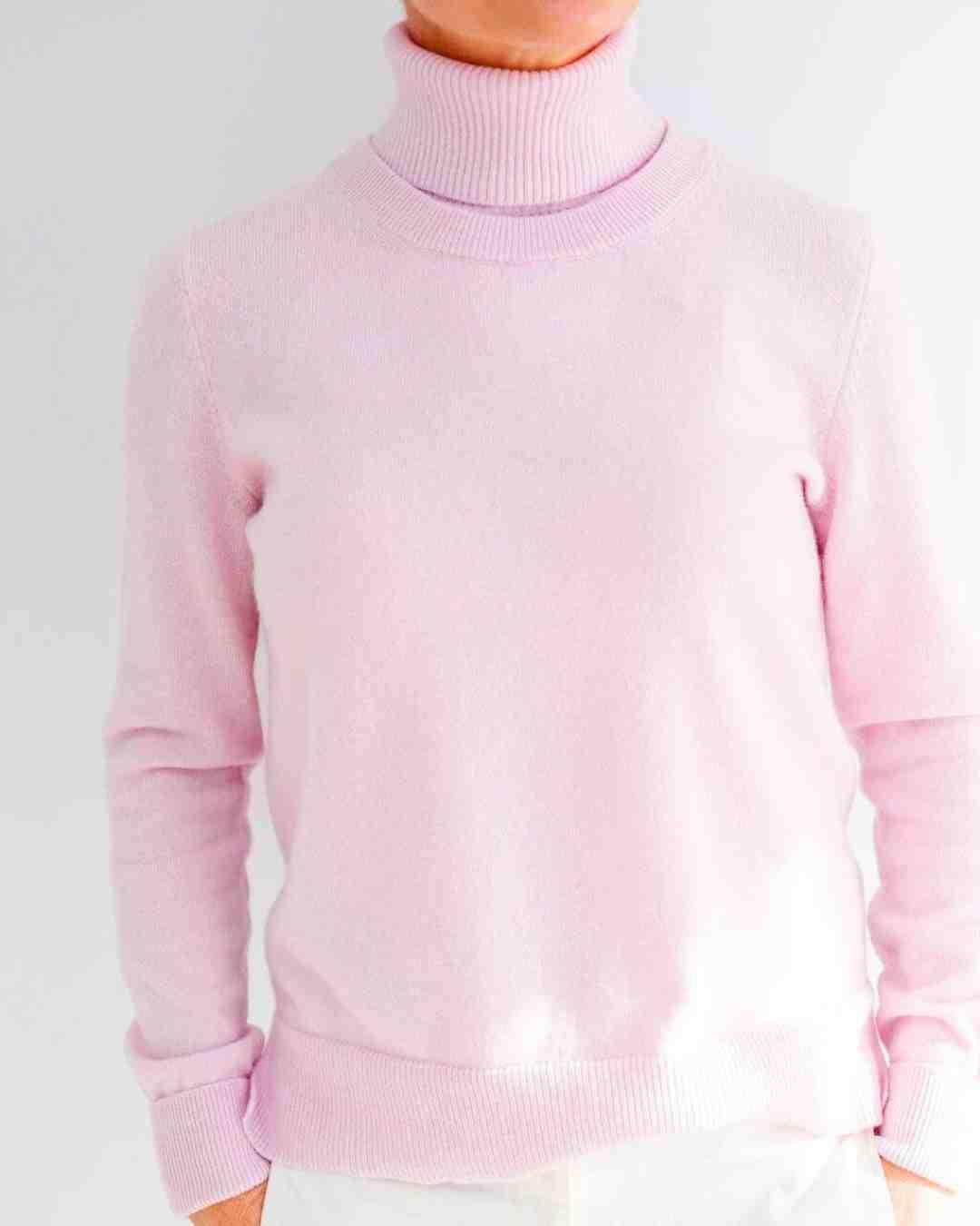Pink Roll Neck Sweater for Women