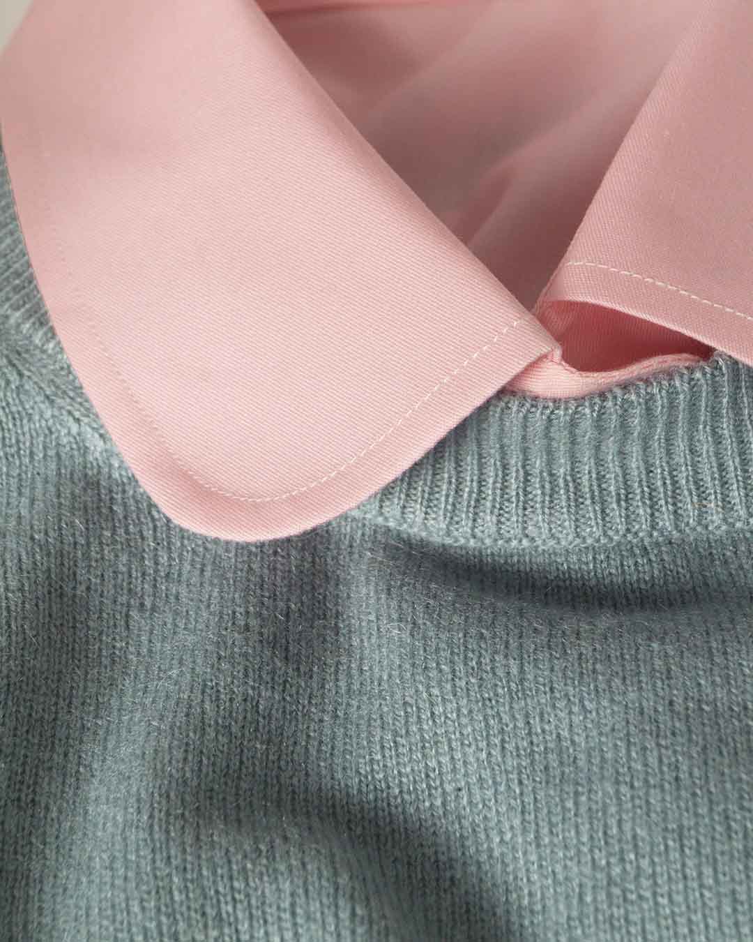 pink faux shirt collar