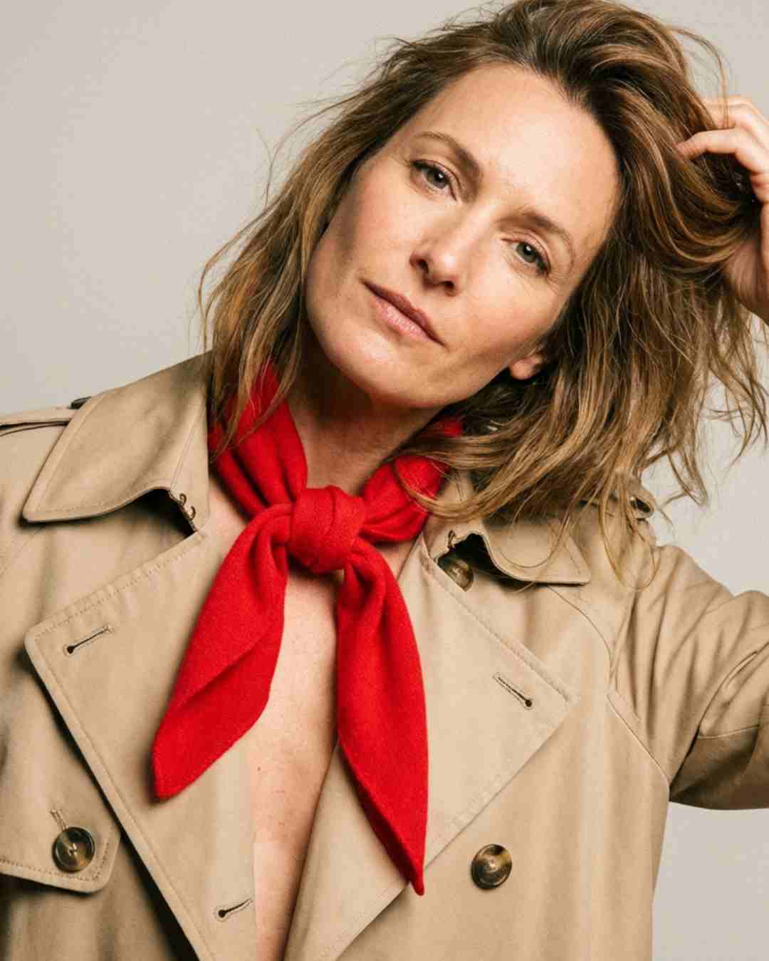 red bandana style triangle pure cashmere scarf