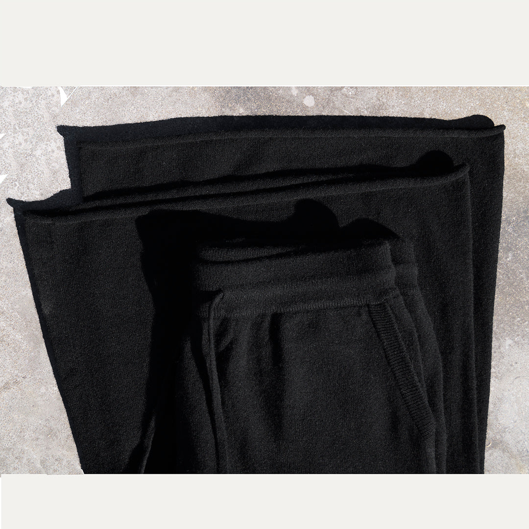 black cashmere culottes