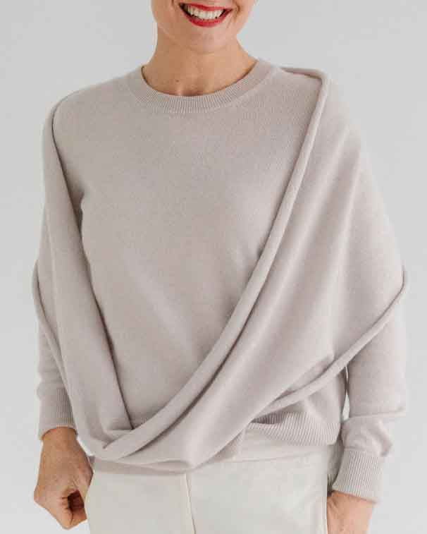 cashmere sweater with cashmere scarf