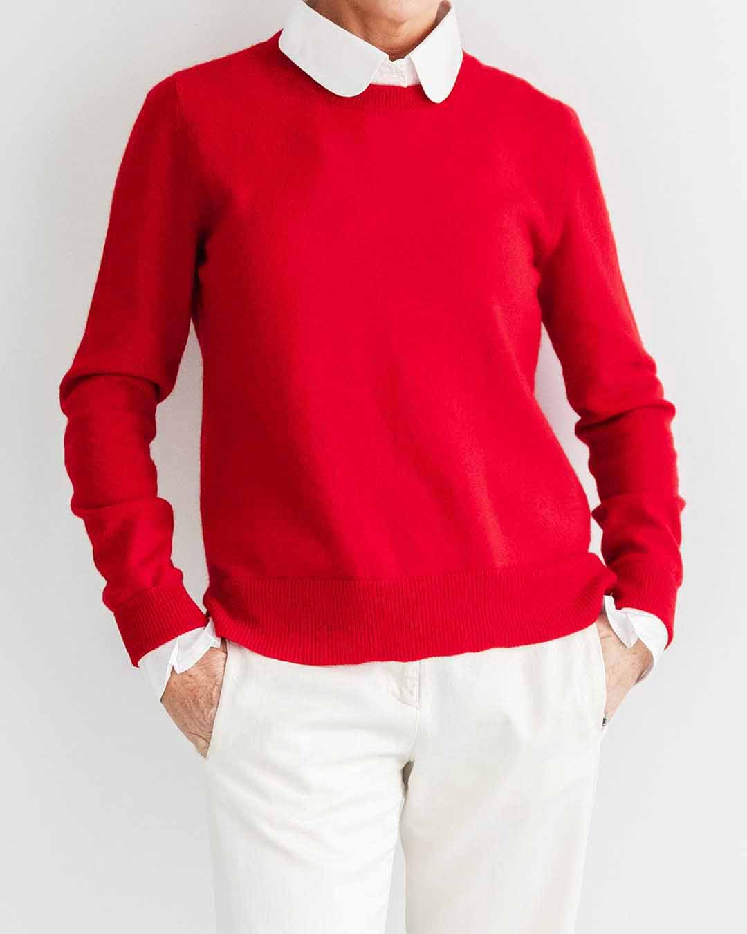 red cashmere pullover